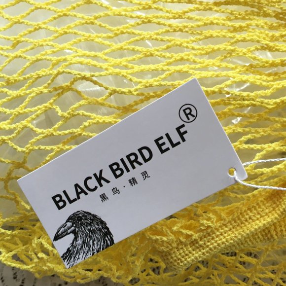 NWT BLACK BIRD ELF YELLOW MARKET BAG - Picture 3 of 8